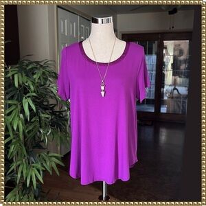 Alfani Short Sleeve Scoop Neck Violet Purple Top Blouse Size XL - 0X
